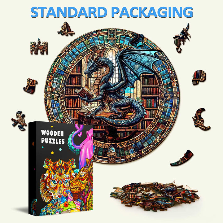 The Dragon's Library Wooden Jigsaw Puzzle