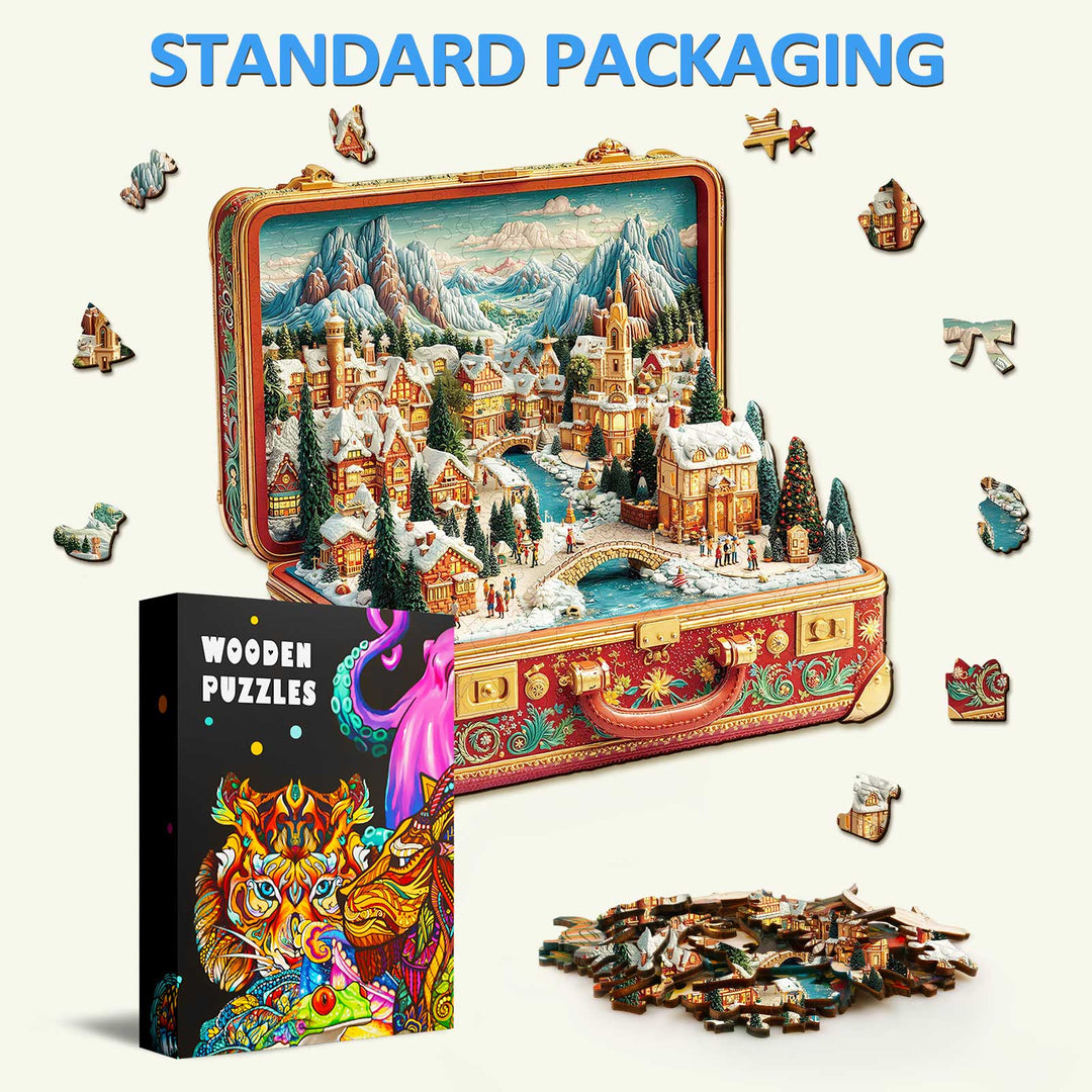 Suitcase Scenery-Christmas Wooden Jigsaw Puzzle