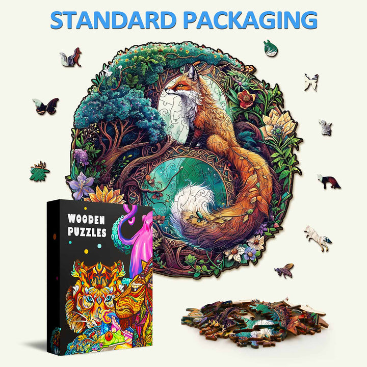 Yin Yang Fuchs-3 Holzpuzzle