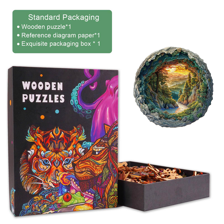 3D cave forest Wooden Jigsaw Puzzle