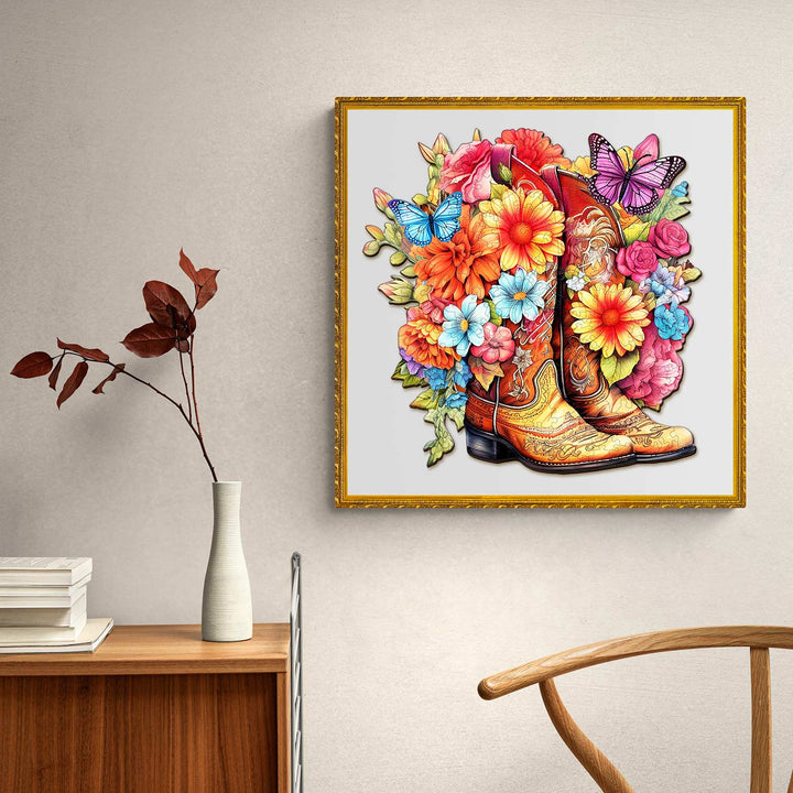 Cowgirl Boots Wooden Jigsaw Puzzle