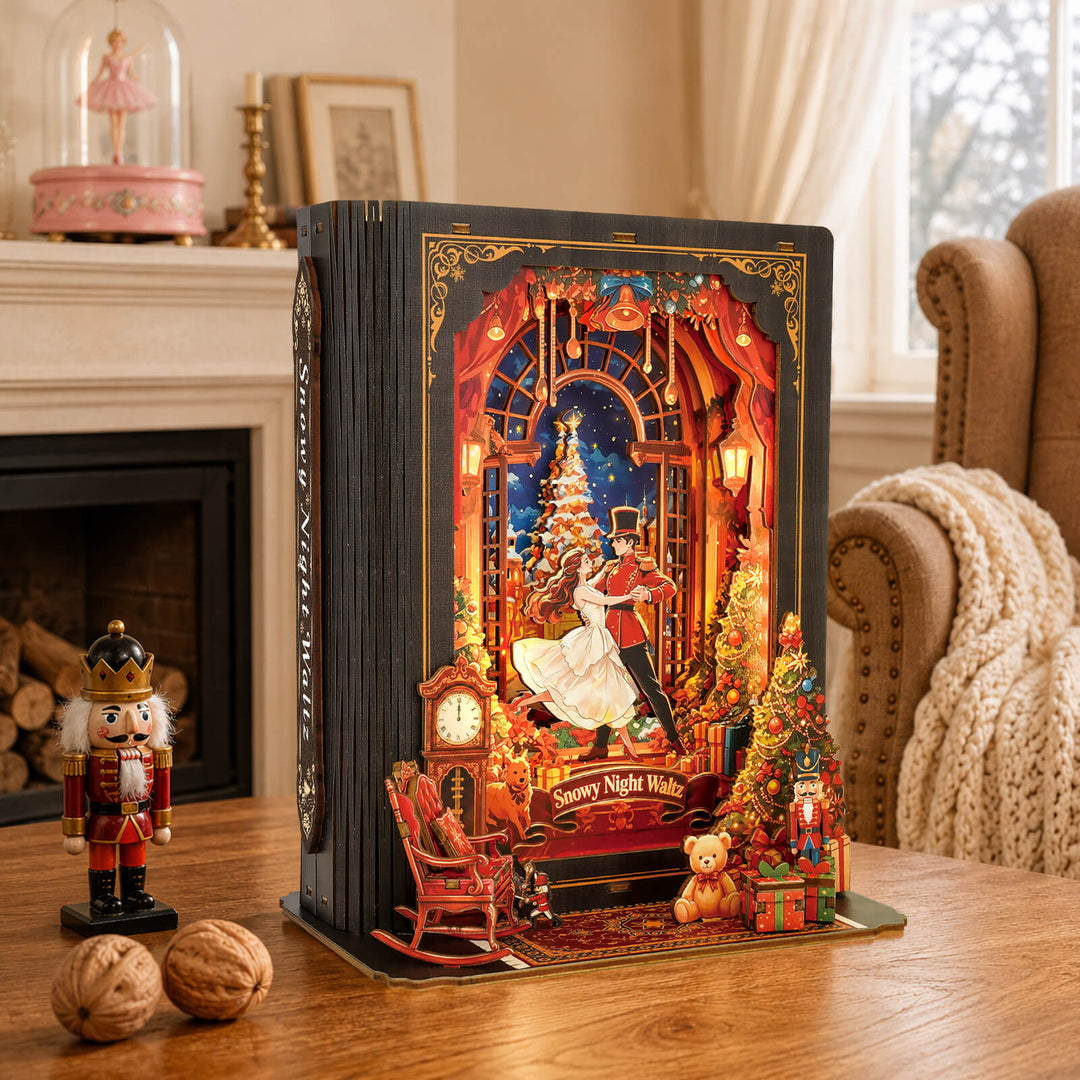 Snowy Night Waltz – DIY Wooden Book Nook Lamp Craft Kit