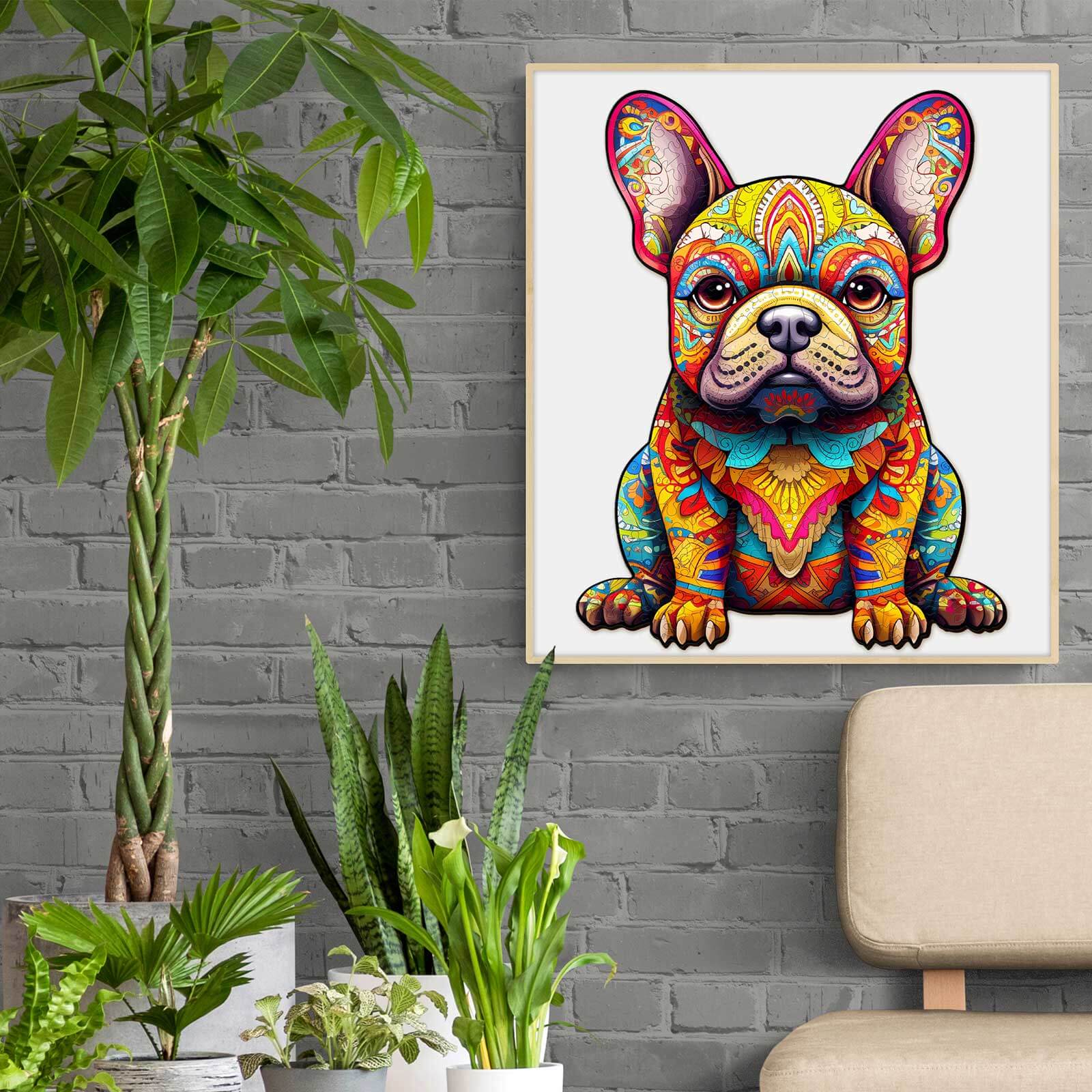 Cute French Dog Wooden Jigsaw Puzzle