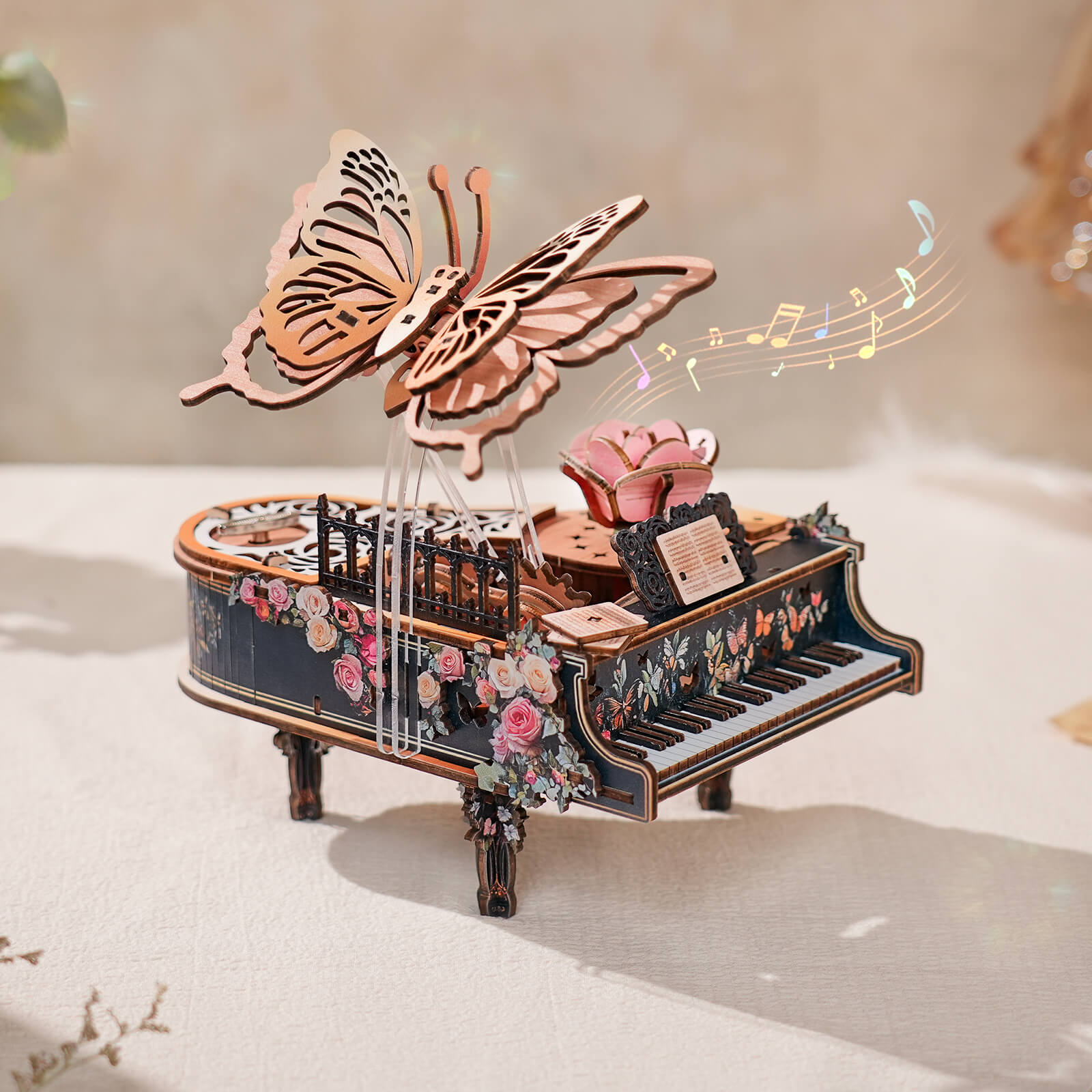 Floral Waltz – DIY Wooden Music Box, 3D Puzzle Craft Kit