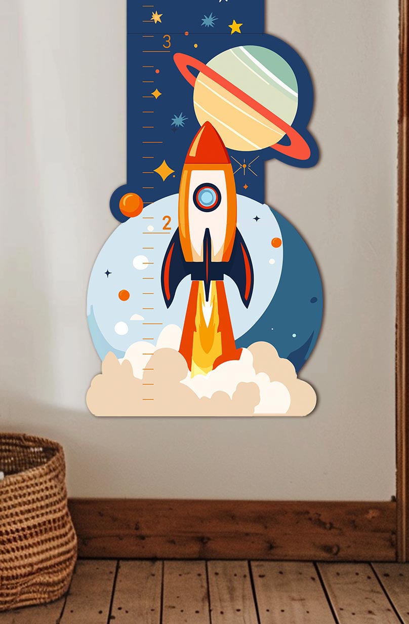 Personalized Wooden Space Rocket Growth Chart Height Ruler