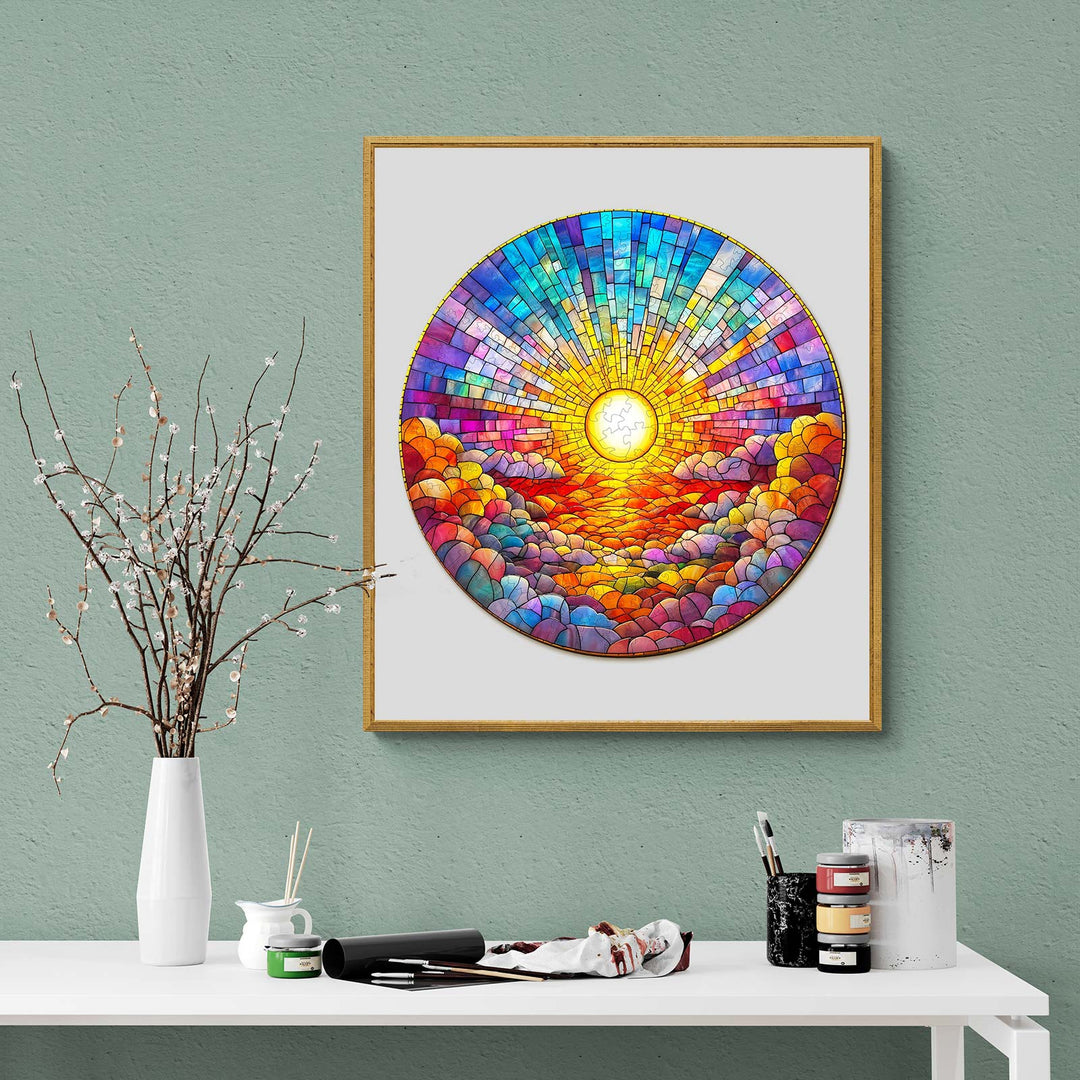 Buntglas Regenbogen Holzpuzzle