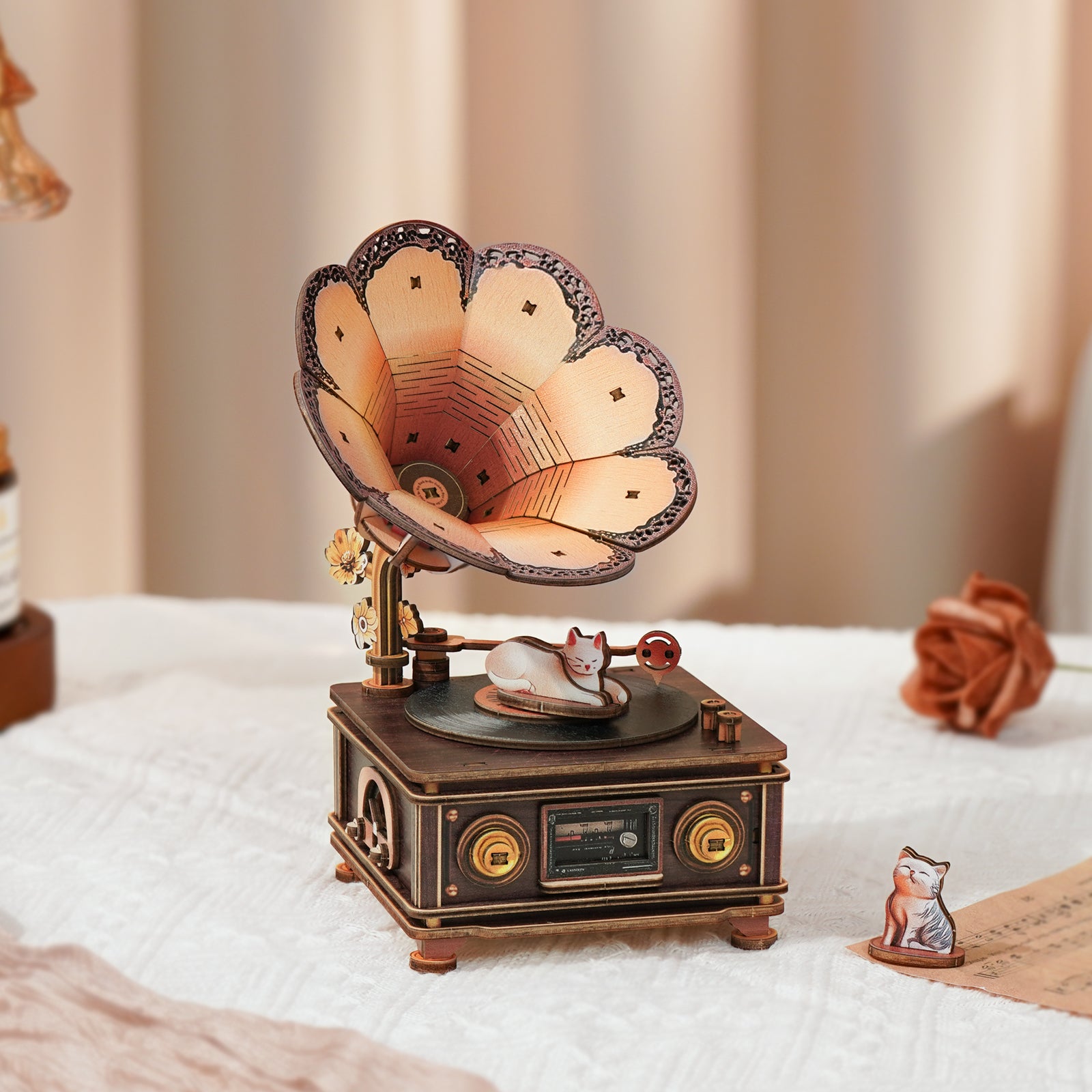 Nostalgic Cats – DIY Wooden Music Box, 3D Puzzle Craft Kit