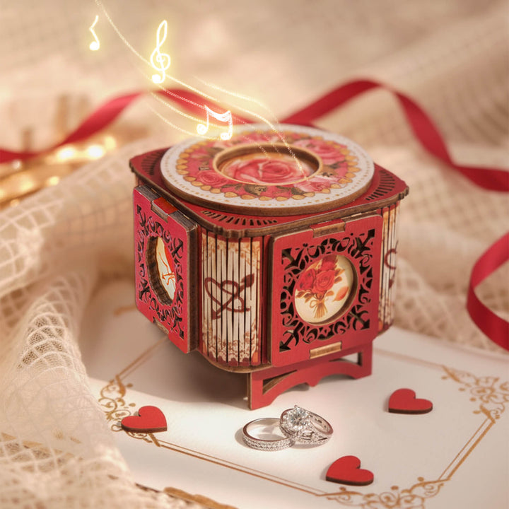 Rose Red – 3D Music Ring Box