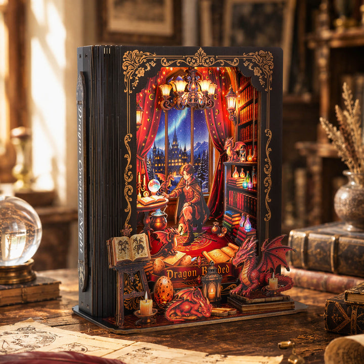 Dragon Covenant Night – DIY Wooden Book Nook Lamp Craft Kit
