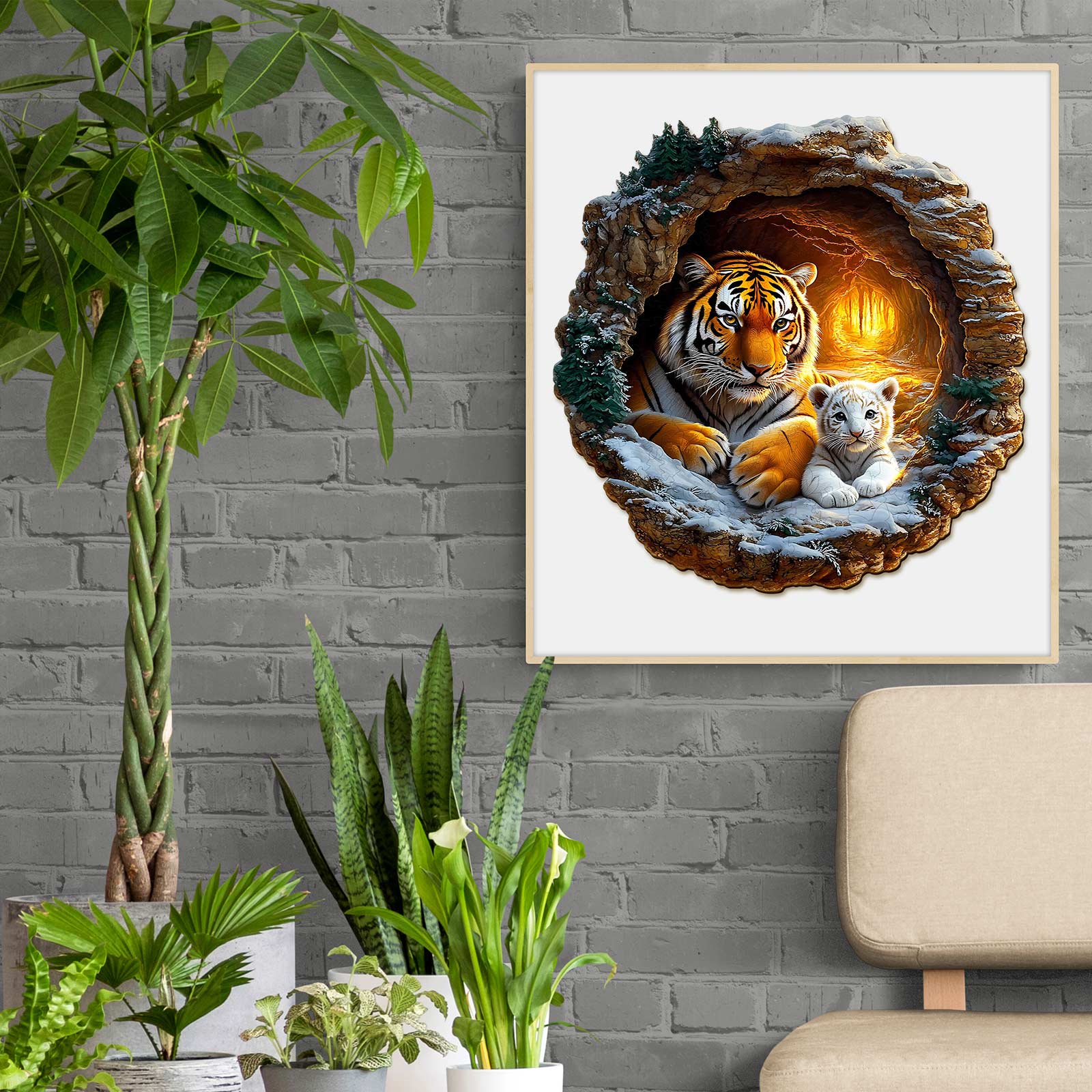 Puzzle en bois 3D Famille de tigres-2