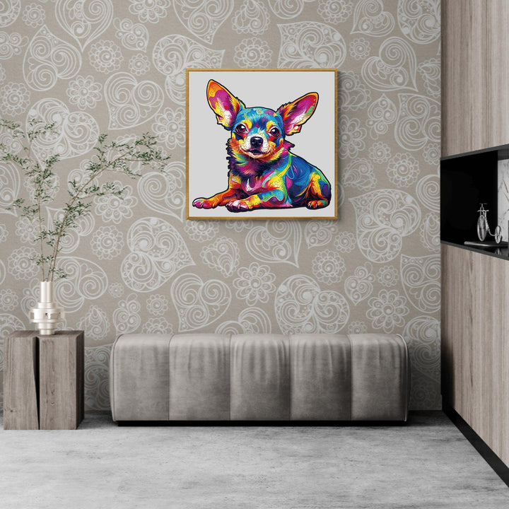 Colorful Chihuahua Wooden Jigsaw Puzzle