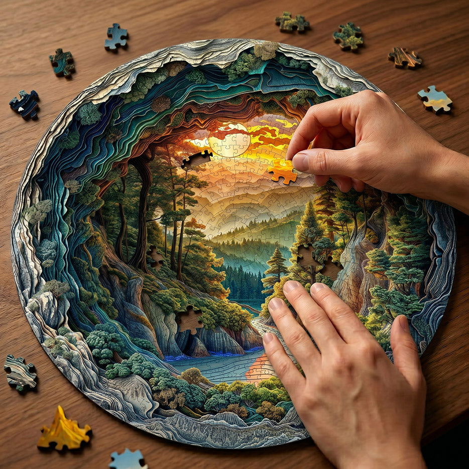 3D Cave Forest 1000 Piece Puzzle