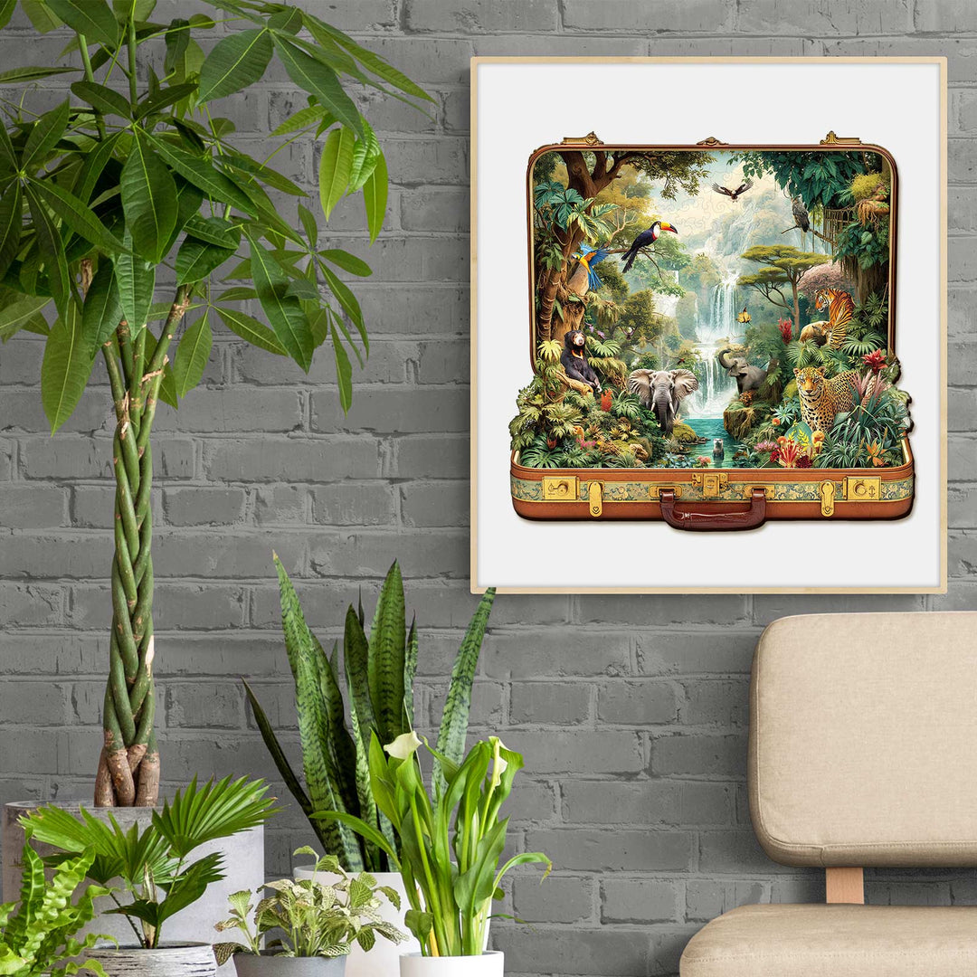 Suitcase Scenery-jungle animals Wooden Jigsaw Puzzle
