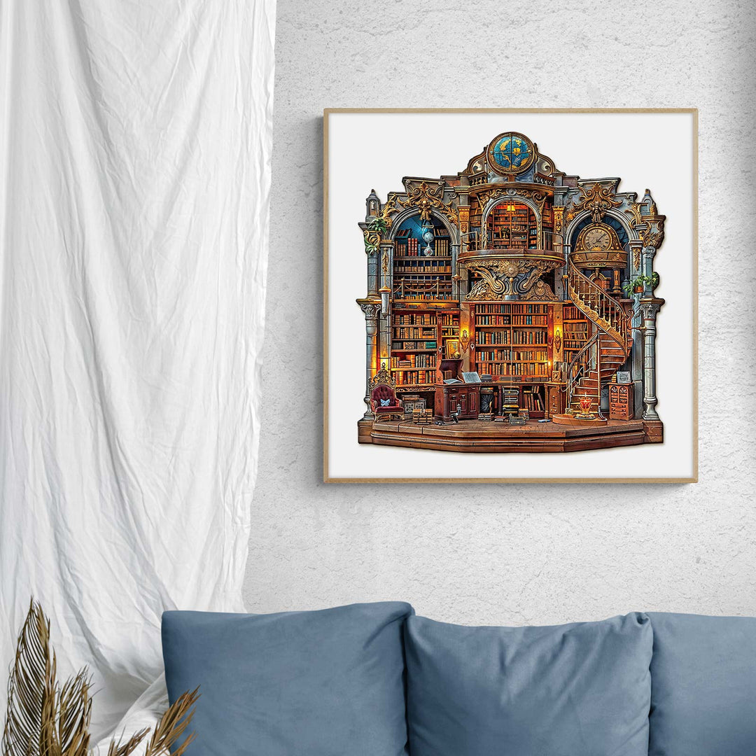Gothic Revival Bookstore Wooden Jigsaw Puzzle
