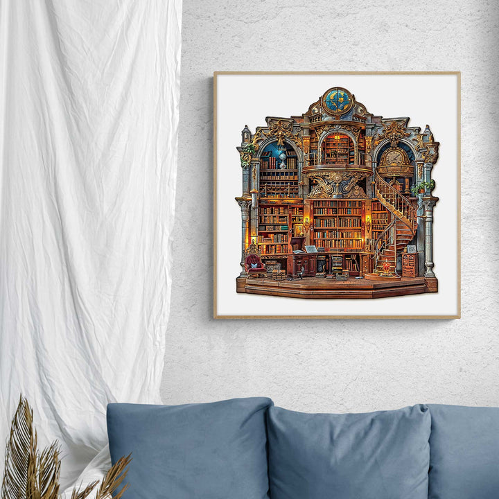 Gothic Revival Bookstore Wooden Jigsaw Puzzle