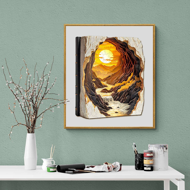 3D Sonnenuntergang in einem Buch Holzpuzzle