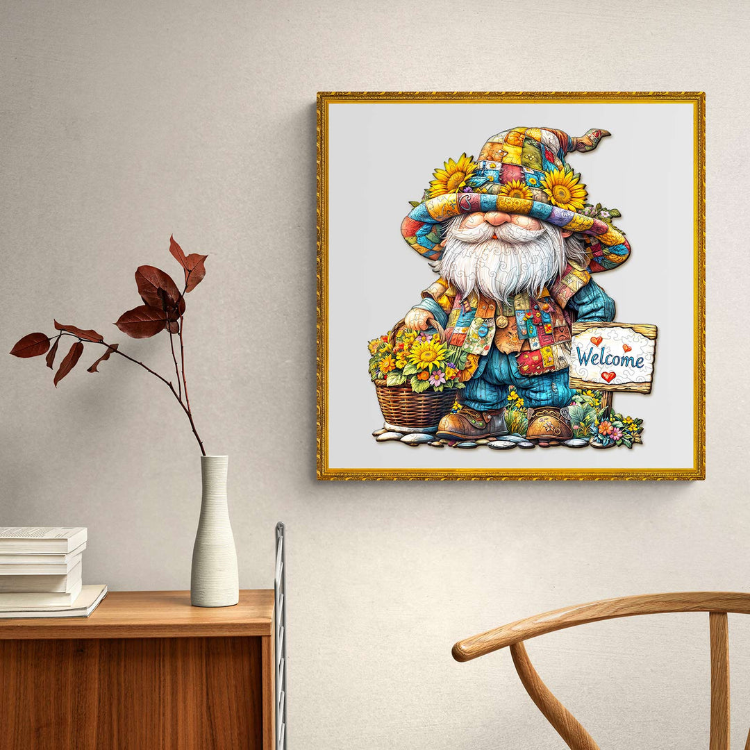 Sunflower gnome Wooden Jigsaw Puzzle