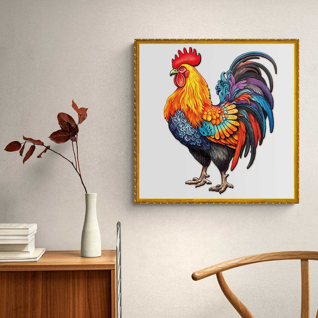 Spirited Rooster 2 Wooden Jigsaw Puzzle