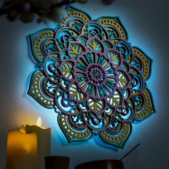 Wooden Mandala Atmosphere Light-Golden Radiance