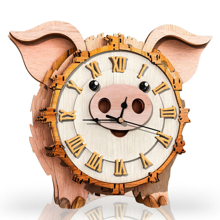 Pig – DIY Wooden Clock, 3D Puzzle Craft Kit