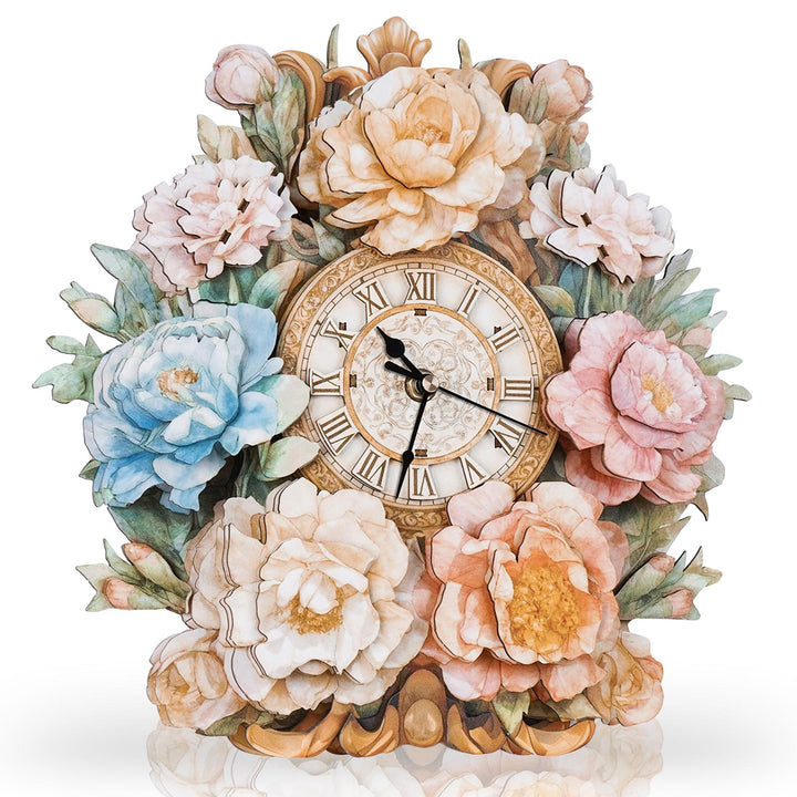 Bouquet– DIY Wooden Clock, 3D Puzzle Craft Kit