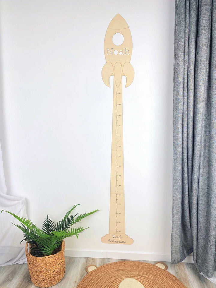 Personalized Wooden Rocket Growth Chart Nursery Decor