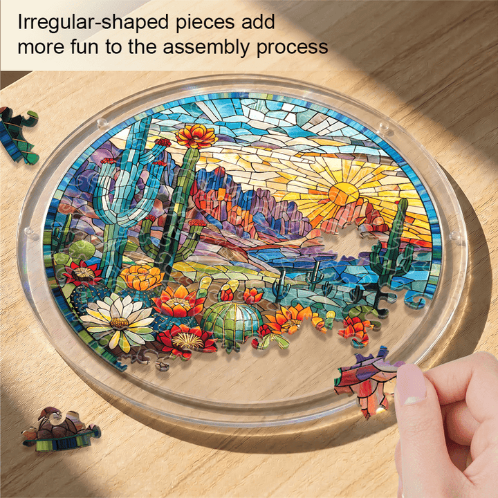 Acrylic Jigsaw Puzzle Suncatcher - Desert Sunrise