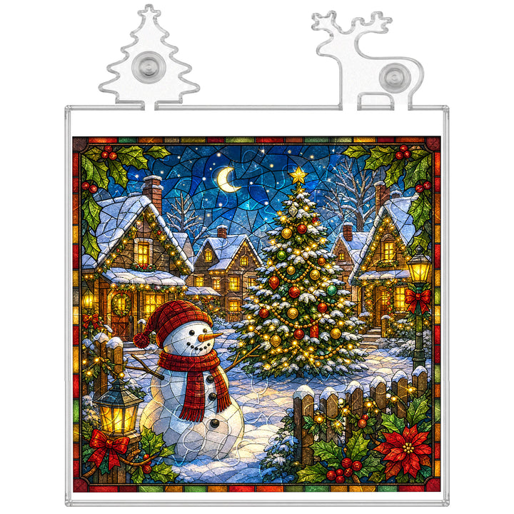 Acrylic Puzzle Night Light - Christmas Snow Village