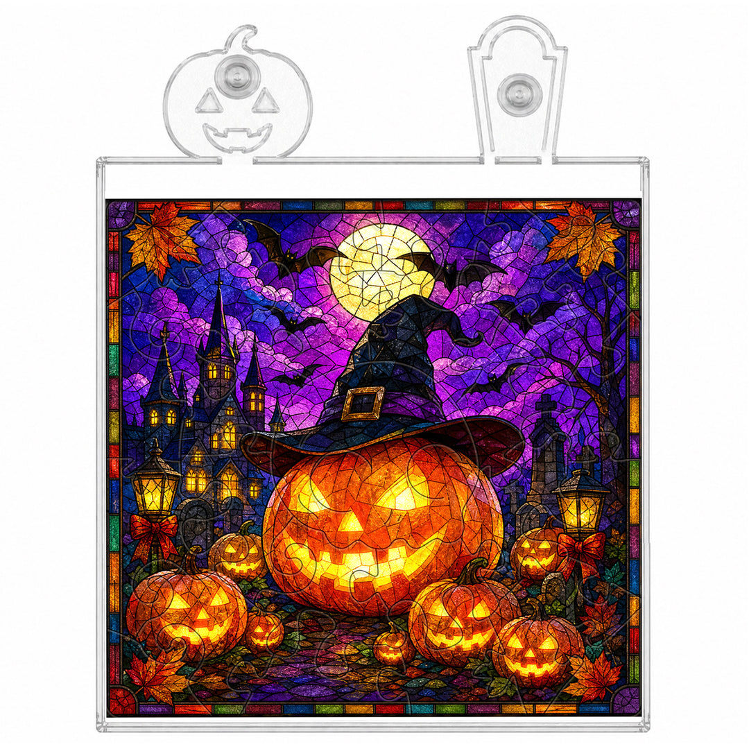 Acrylic Puzzle Night Light - Witch Hat Pumpkin