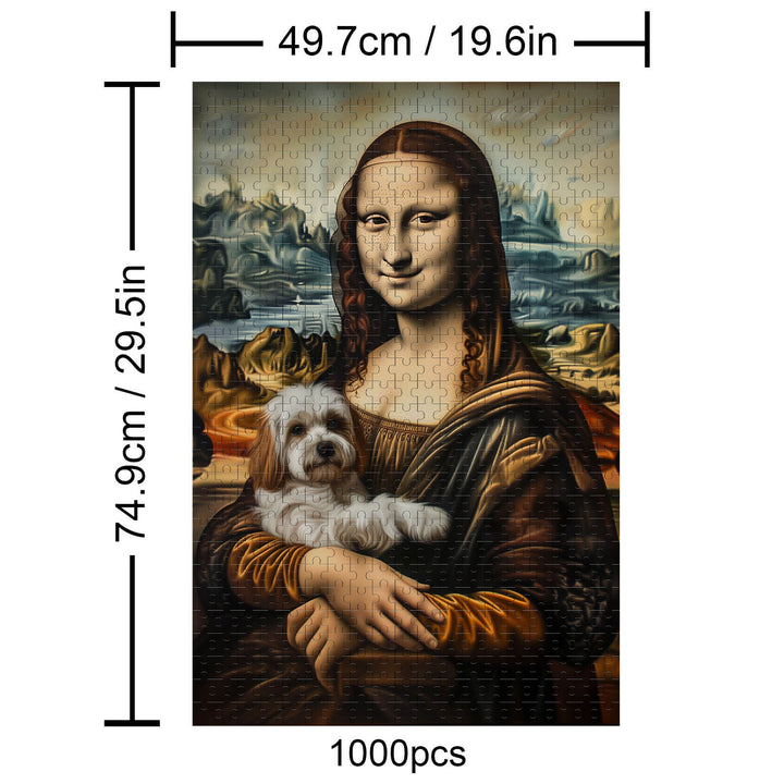 Mona Lisa and Puppy 500 / 1000 Piece Puzzle - By Woodbests