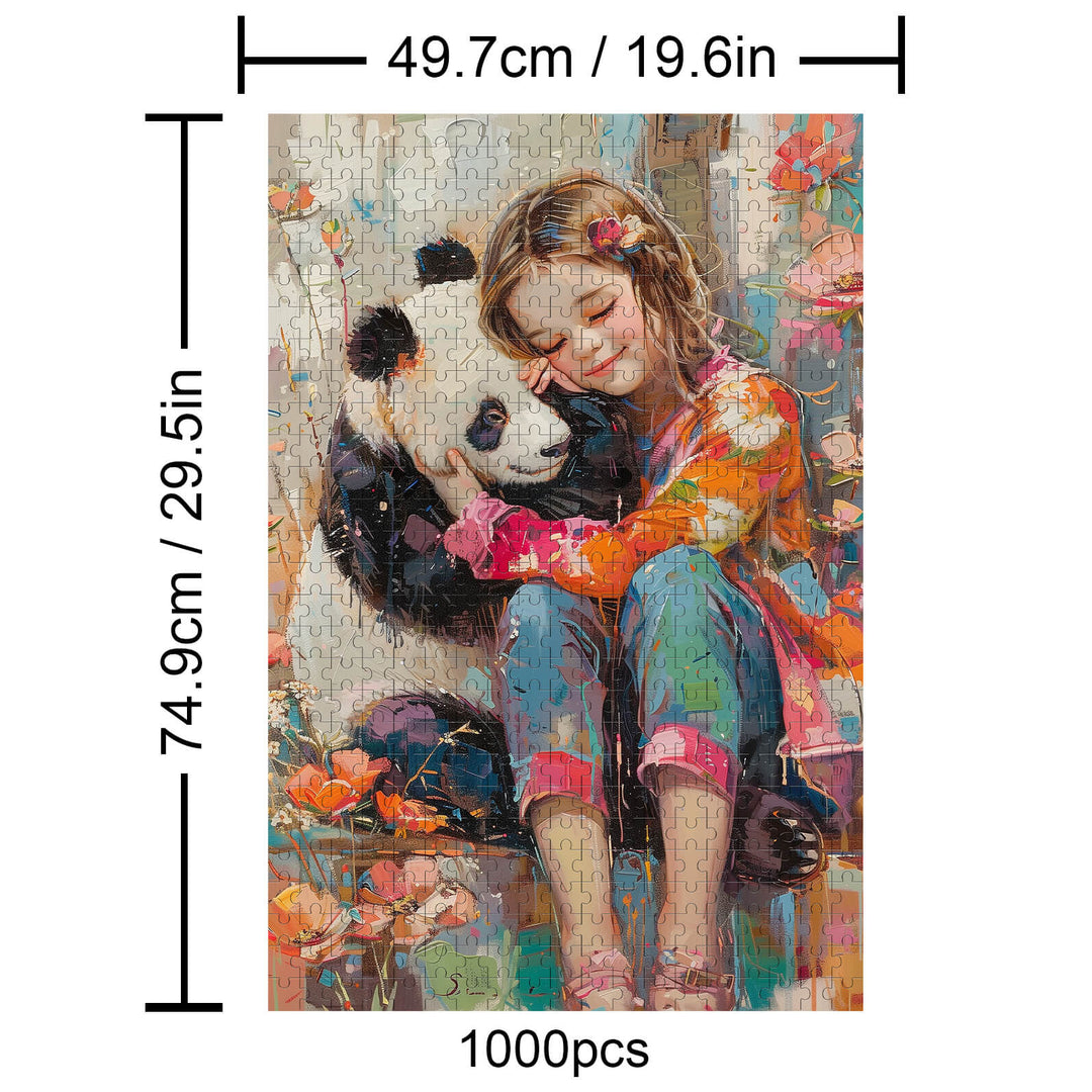 Panda und Mädchen 500/1000 Teile Puzzle