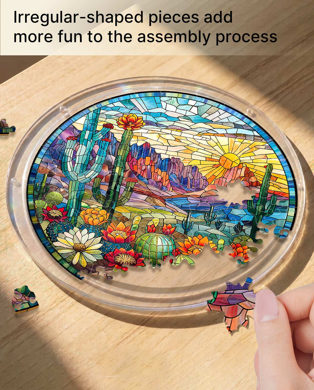 Acrylic Jigsaw Puzzle Suncatcher - Desert Sunrise