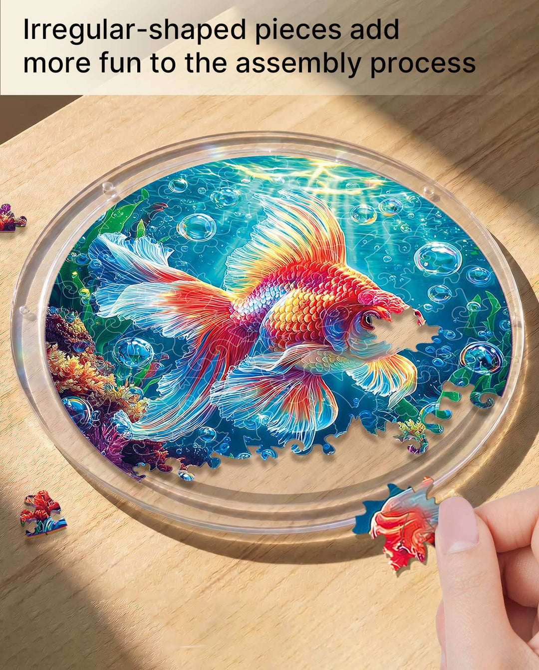 Puzzle en acrylique Attrape-soleil - Poisson Rouge Flamme d'Étoile