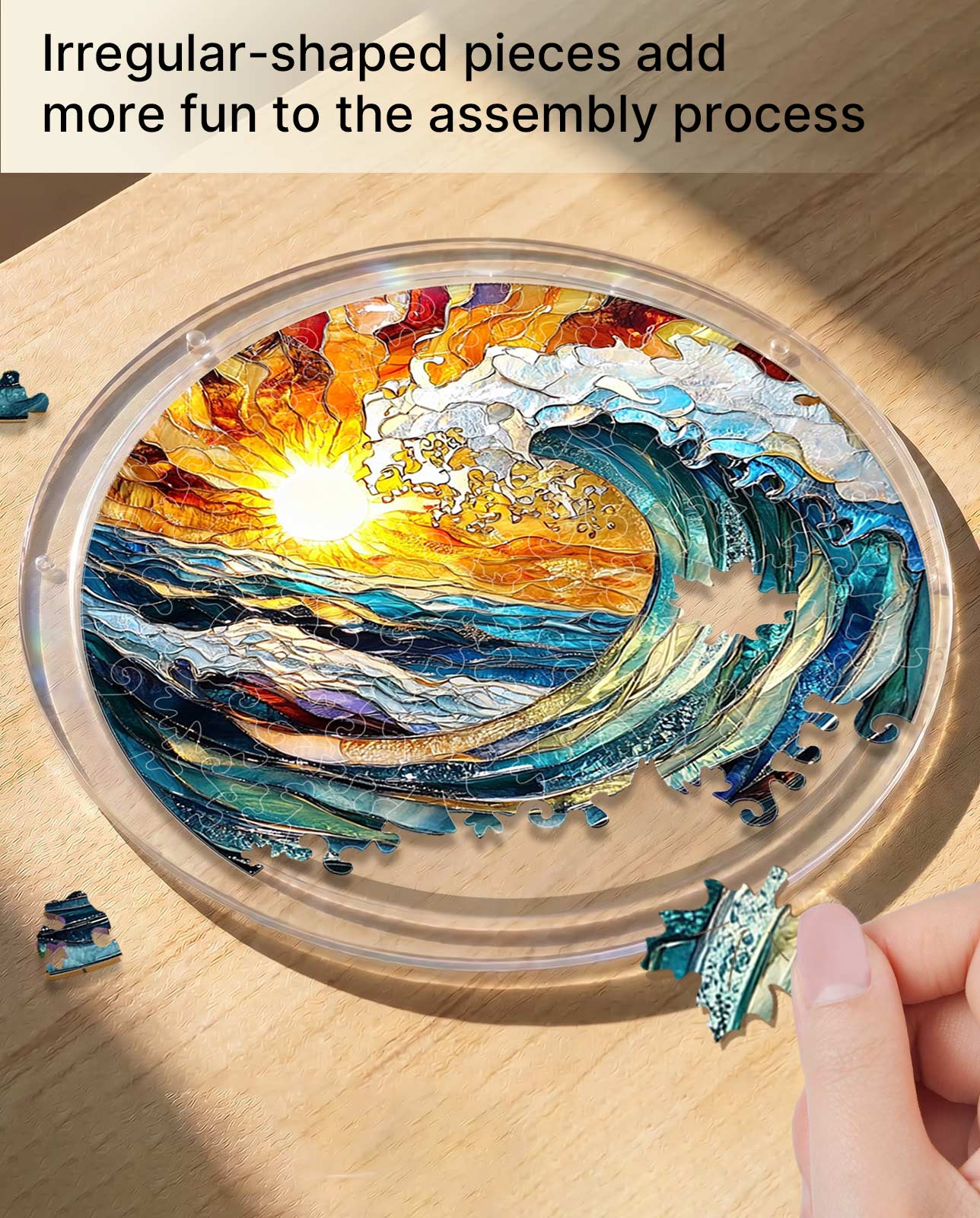 Attrape-soleil puzzle en acrylique - Crête océanique éclat solaire