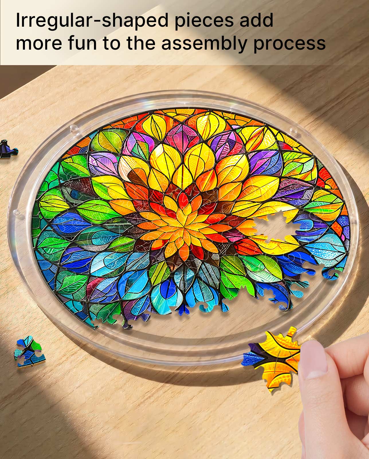 Acrylic Jigsaw Puzzle Suncatcher - Spectrum Bloom Mandala – Woodbests