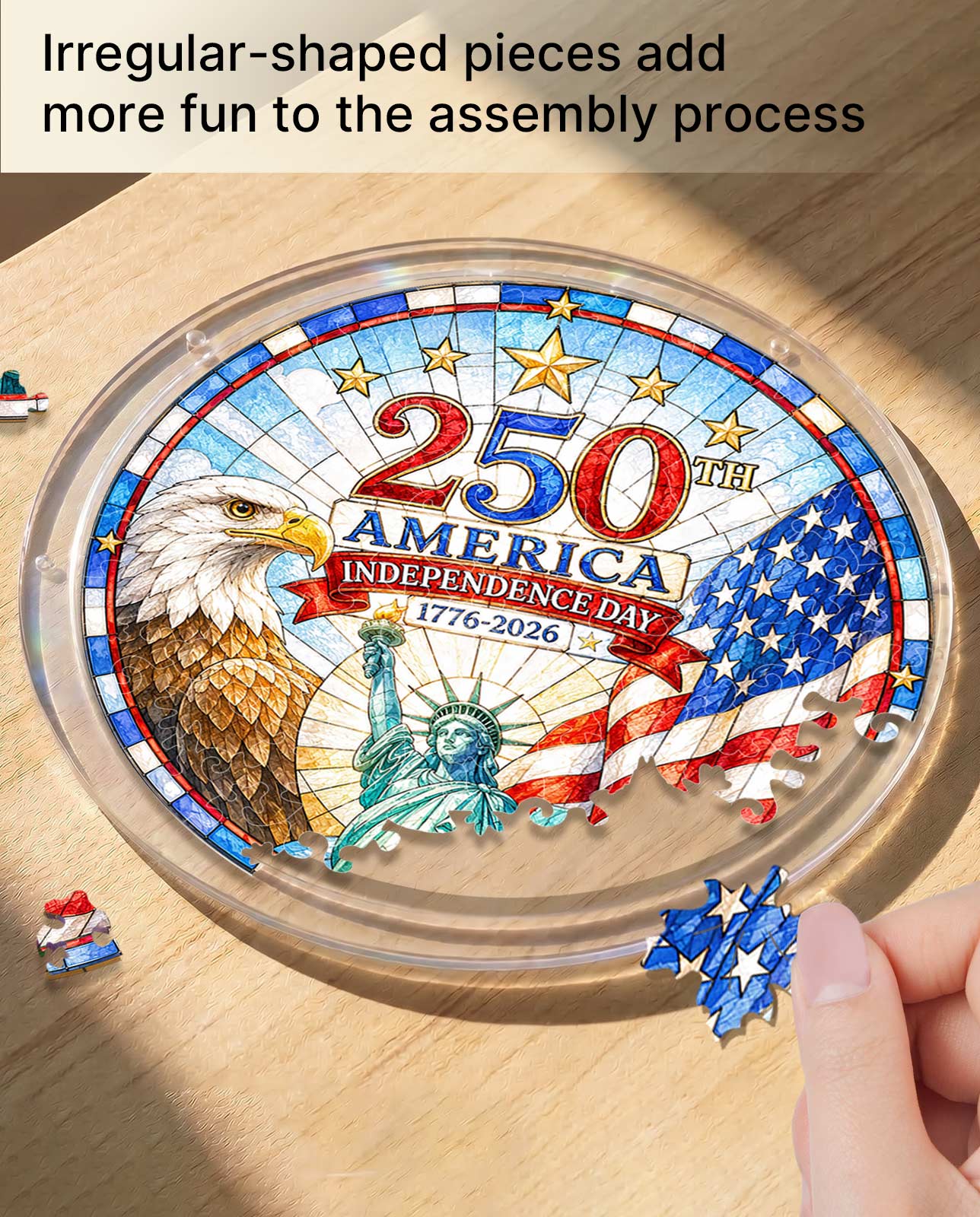 Acryl-Puzzle-Sonnenfänger – Amerikanisches Zweihundertjähriges Jubiläum
