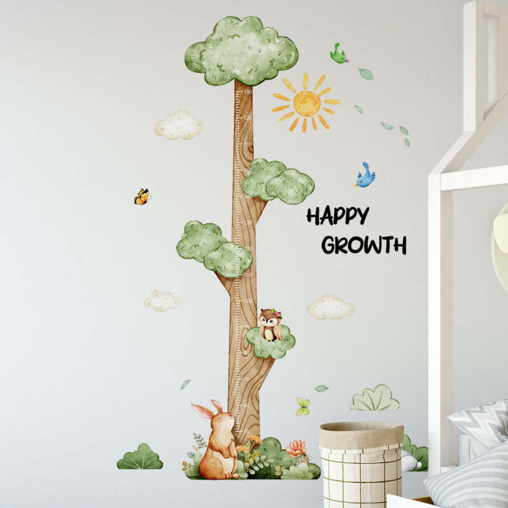 Autocollants muraux pour graphique de croissance d'arbre fantaisiste