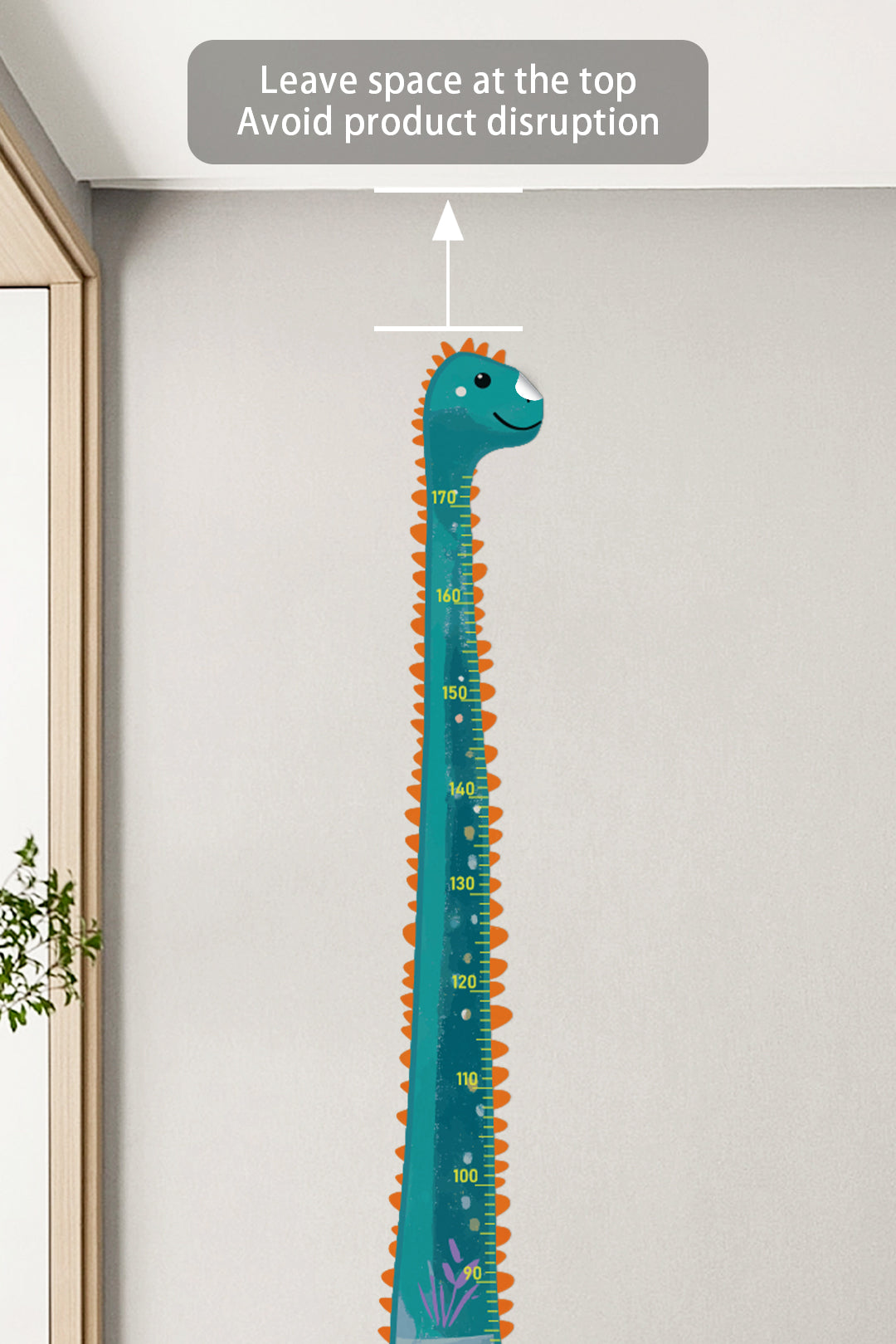 Autocollant mural toise dinosaure amical