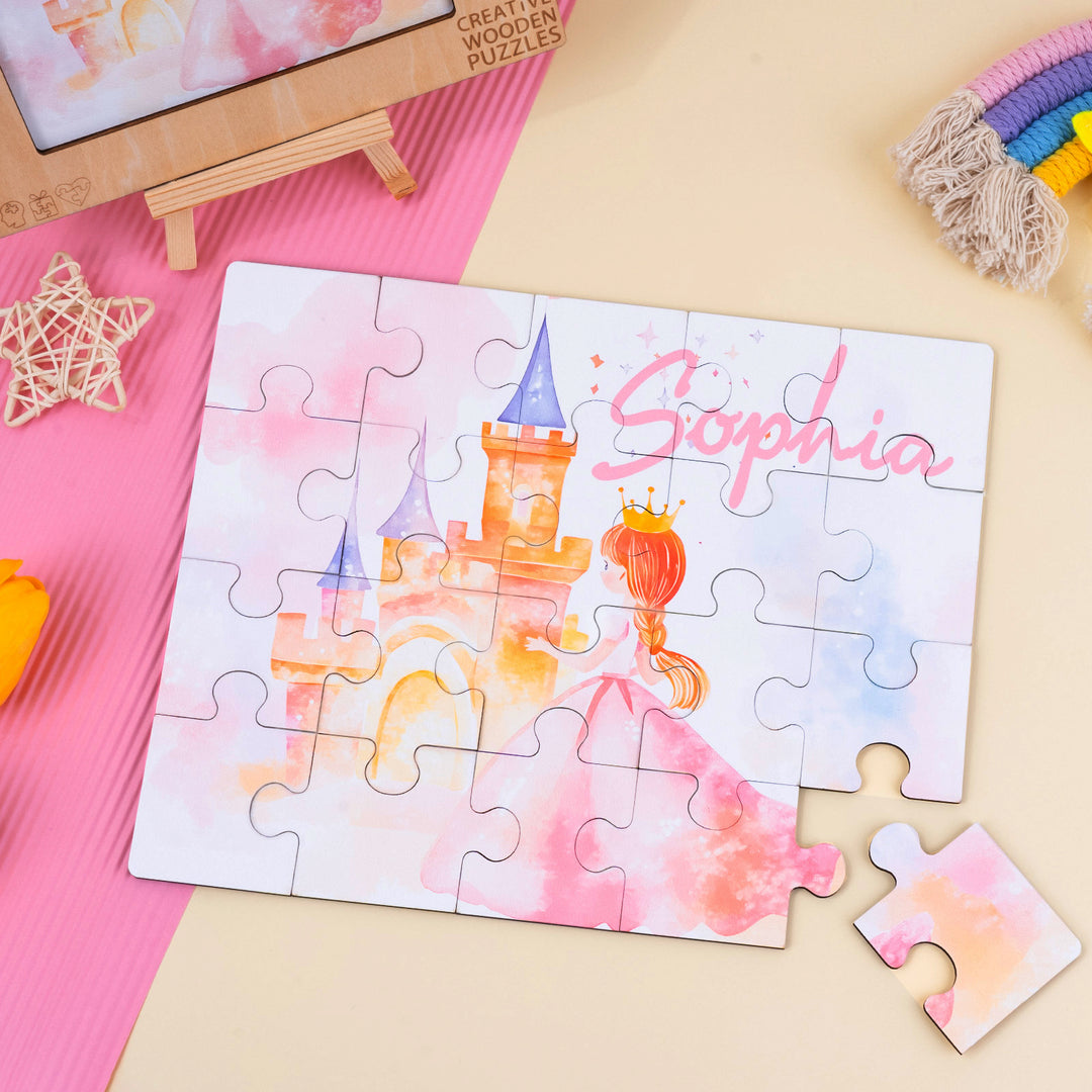 Fairy Tale Princess - Children's Name Custom Wooden Jigsaw Puzzle - By Woodbests