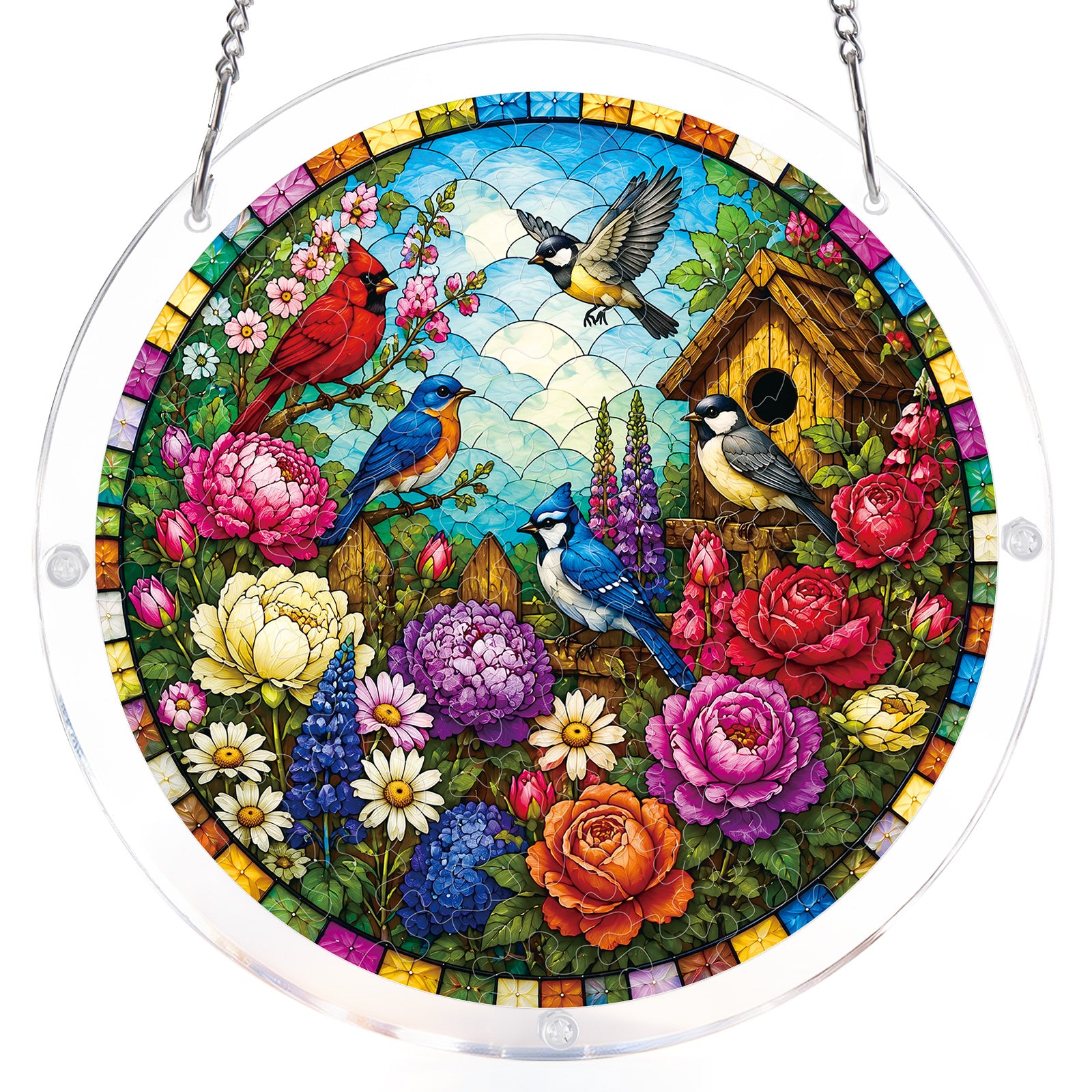 Acrylic Jigsaw Puzzle Suncatcher - Garden Songbirds