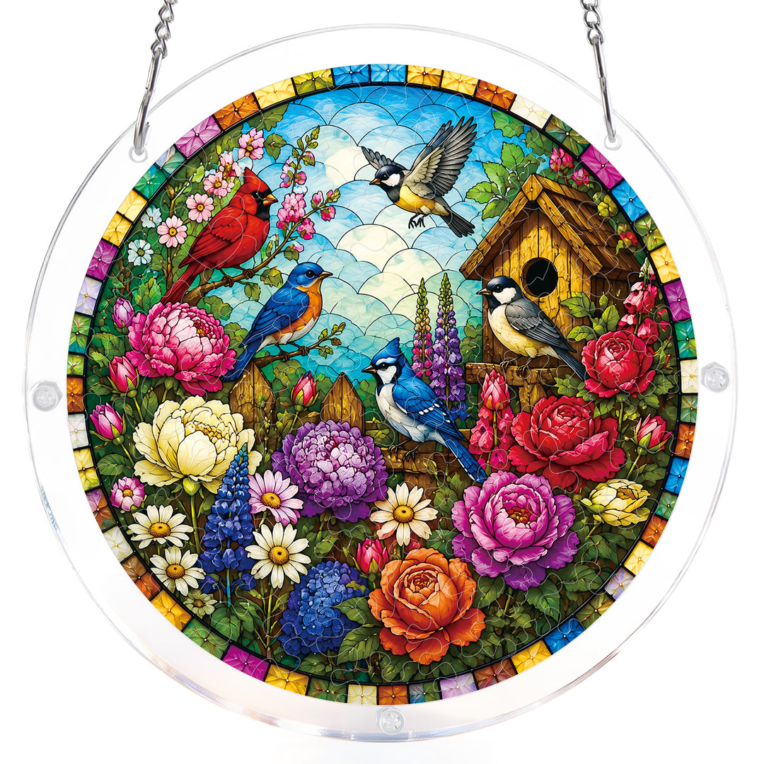 Acrylic Jigsaw Puzzle Suncatcher - Garden Songbirds