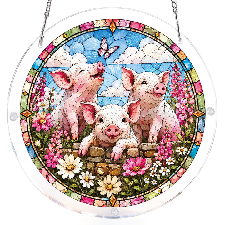 Acrylic Jigsaw Puzzle Suncatcher - Meadow Piglets