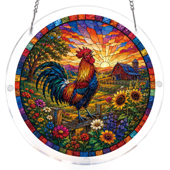 Acrylic Jigsaw Puzzle Suncatcher - Sunrise Rooster