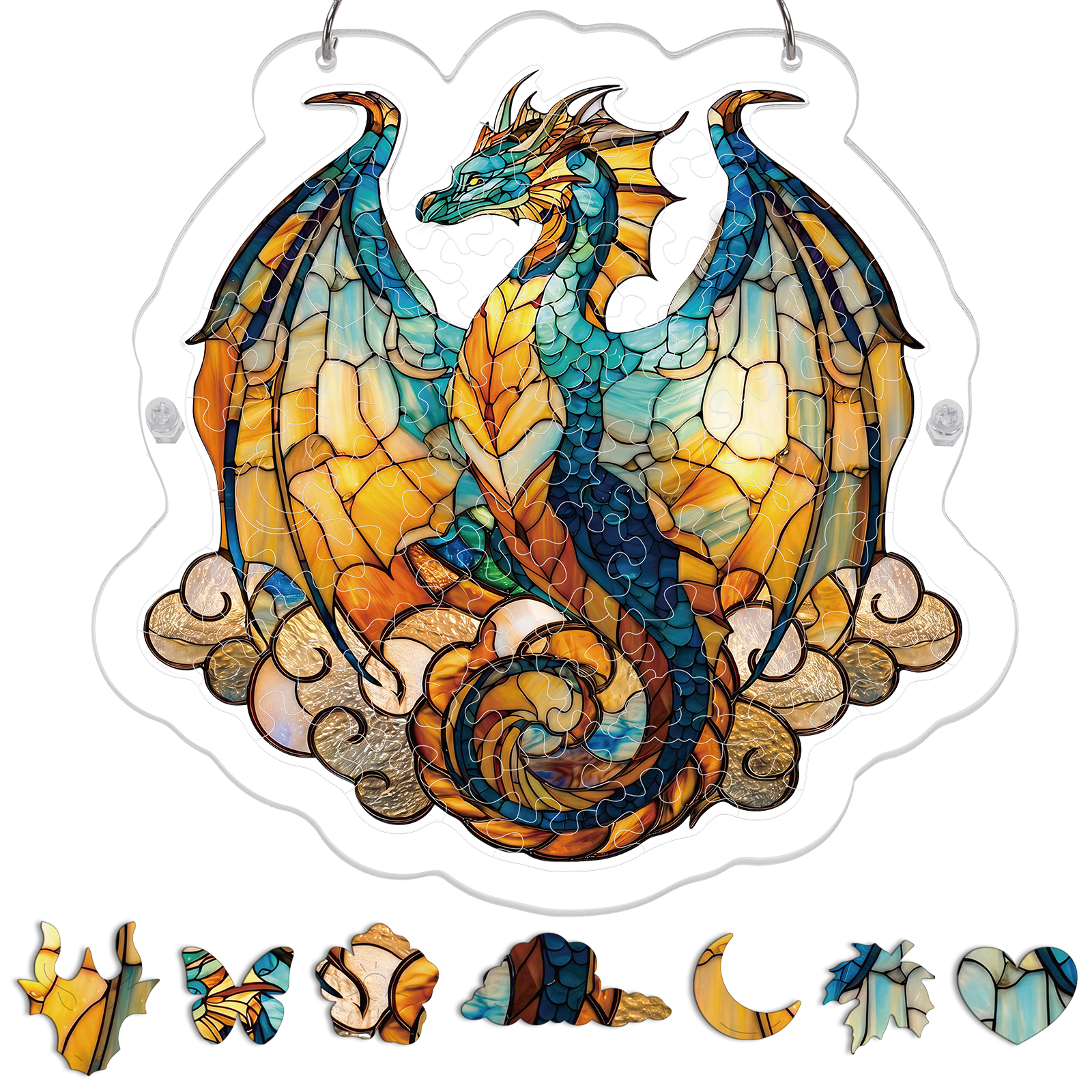 Acryl-Puzzle-Sonnenfänger – Ozeanfeuer-Drache