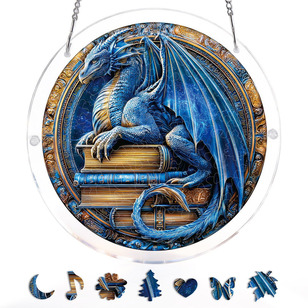Acrylic Jigsaw Puzzle Suncatcher - Dragon Realm Library