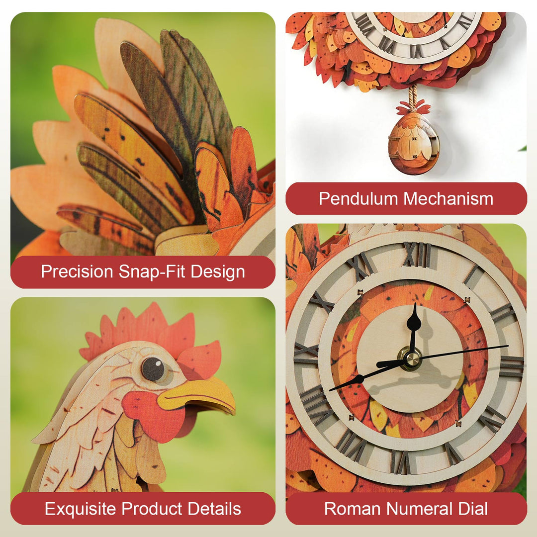 Cluck & Tick Hühnerei – DIY Holz-Uhr, 3D Puzzle Bastelset