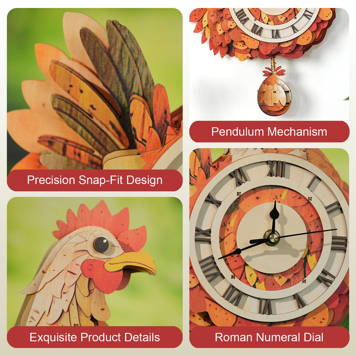 Cluck & Tick Hühnerei – DIY Holz-Uhr, 3D Puzzle Bastelset