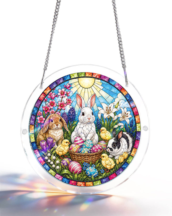 Acrylic Jigsaw Puzzle Suncatcher - Spring Bunny Garden