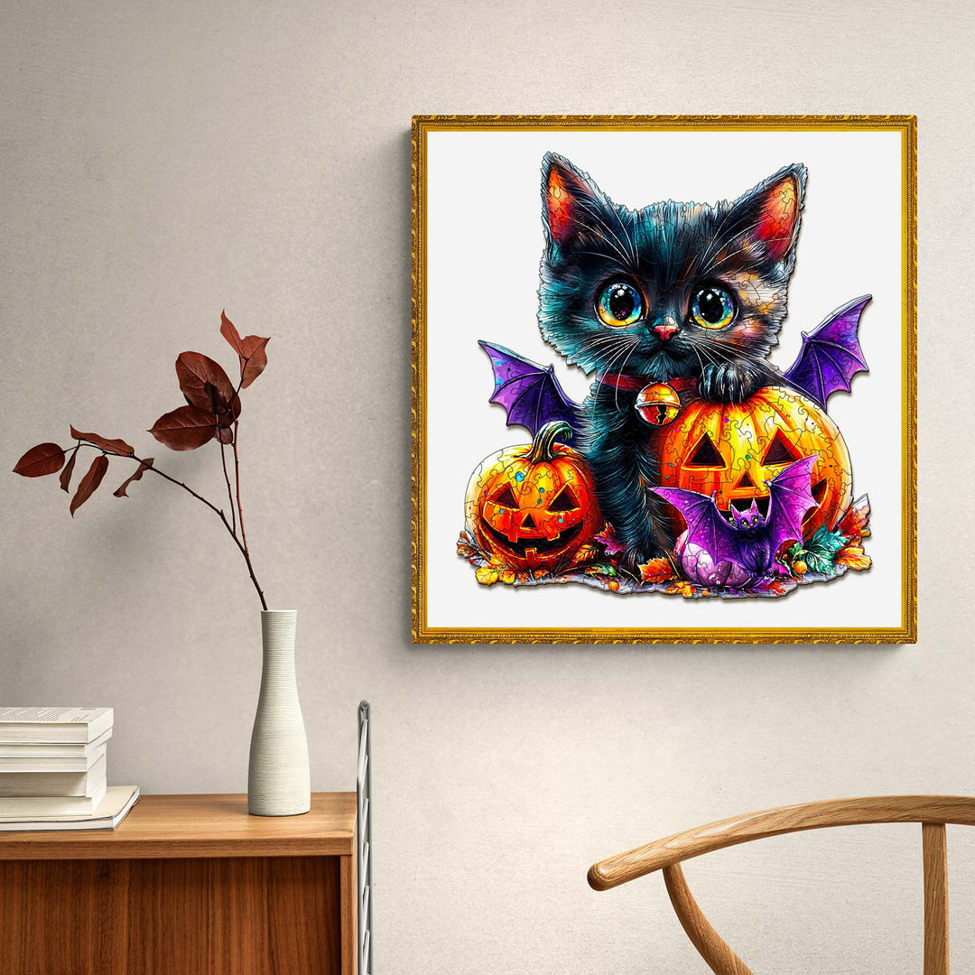 Pumpkin and Cat Wooden Jigsaw Puzzle - Woodbests