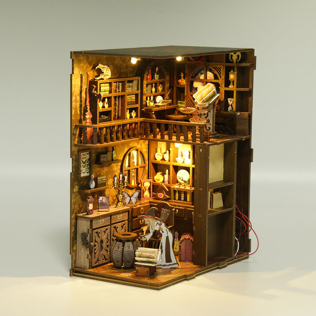 Salle d'étude rétro – Kit de coin de livre DIY, puzzle en bois 3D